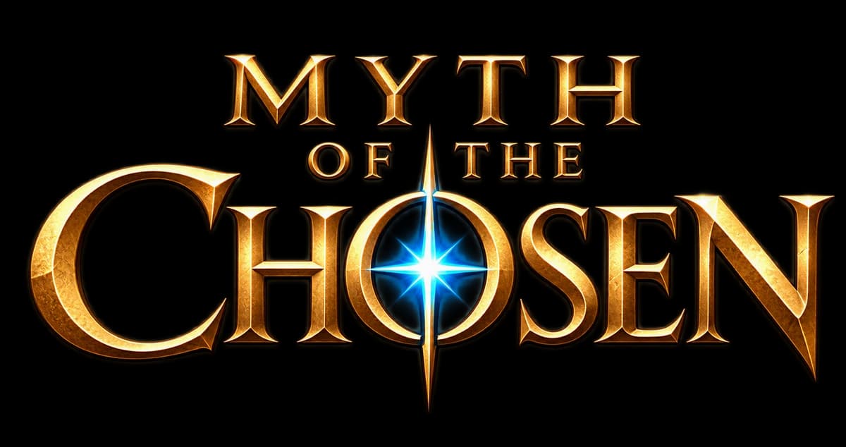 Myth of the Chosen: the game logo in gold over a dark field
